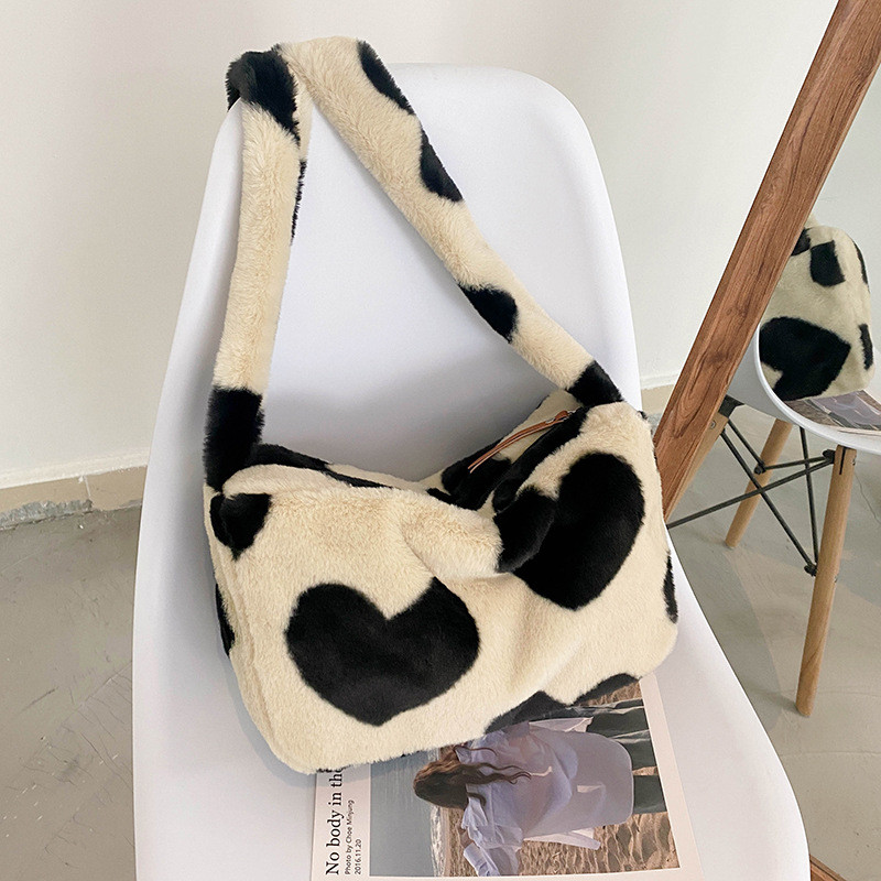 2021 tehénmintás téli női kézitáskák, alkalmi, nagy kapacitású női válltáskák Egyszerű divatos női kézitáskák