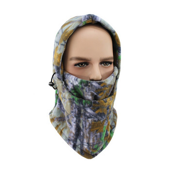 Νέα μάσκα προσώπου καμουφλάζ Balaclava καπέλο ζεστό σκουφάκι Χειμώνας Άνδρες Γυναίκες Ψάρεμα Σκι Θερμικό Fleece με κουκούλα λαιμό Θερμότερα κασκόλ πεζοπορίας