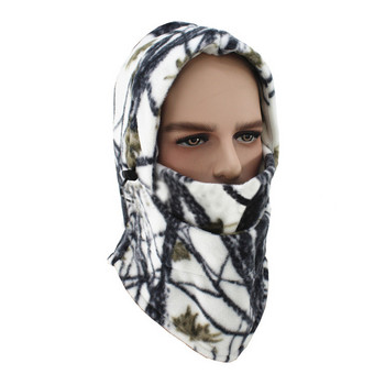 Νέα μάσκα προσώπου καμουφλάζ Balaclava καπέλο ζεστό σκουφάκι Χειμώνας Άνδρες Γυναίκες Ψάρεμα Σκι Θερμικό Fleece με κουκούλα λαιμό Θερμότερα κασκόλ πεζοπορίας