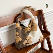 Κορεάτικο στυλ Γυναικεία τσάντα Φθινοπωρινή Χειμώνας Χαριτωμένο βελούδινο ύφασμα Τσάντα ώμου Γούνινη τσάντα αρκουδάκι Ιαπωνική κολεγιακή τσάντα ώμου