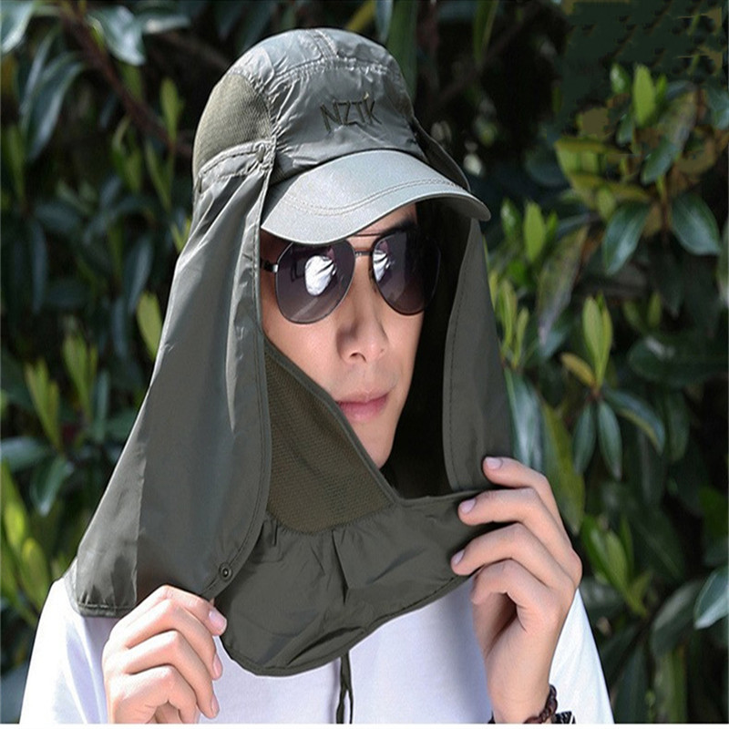 Välispäikesemüts UV-kaitsega kõrvaklapp Kaela kate kalapüük jaht Matkamüts Unisex vaba aja müts Eemaldatav näokaitse Safarimüts