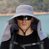 Καλοκαιρινά καπέλα για τον ήλιο διπλής στρώσης Προστασία από την υπεριώδη ακτινοβολία Ψάρεμα Κυνήγι Καπέλο εξωτερικού χώρου Ανδρικά καπέλο πεζοπορίας για κάμπινγκ Αφαιρούμενο καπέλο ψαρά