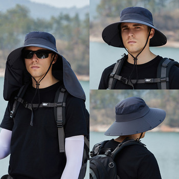 Καλοκαιρινά καπέλα για τον ήλιο διπλής στρώσης Προστασία από την υπεριώδη ακτινοβολία Ψάρεμα Κυνήγι Καπέλο εξωτερικού χώρου Ανδρικά καπέλο πεζοπορίας για κάμπινγκ Αφαιρούμενο καπέλο ψαρά