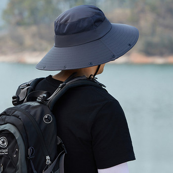 Летни слънчеви шапки Двуслойна UV защита Риболов Лов Шапка на открито Мъжки туризъм Къмпинг Козирка Шапка Сваляща се рибарска шапка