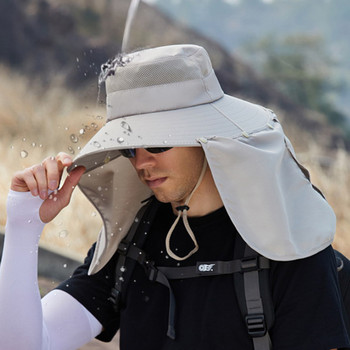 Летни слънчеви шапки Двуслойна UV защита Риболов Лов Шапка на открито Мъжки туризъм Къмпинг Козирка Шапка Сваляща се рибарска шапка