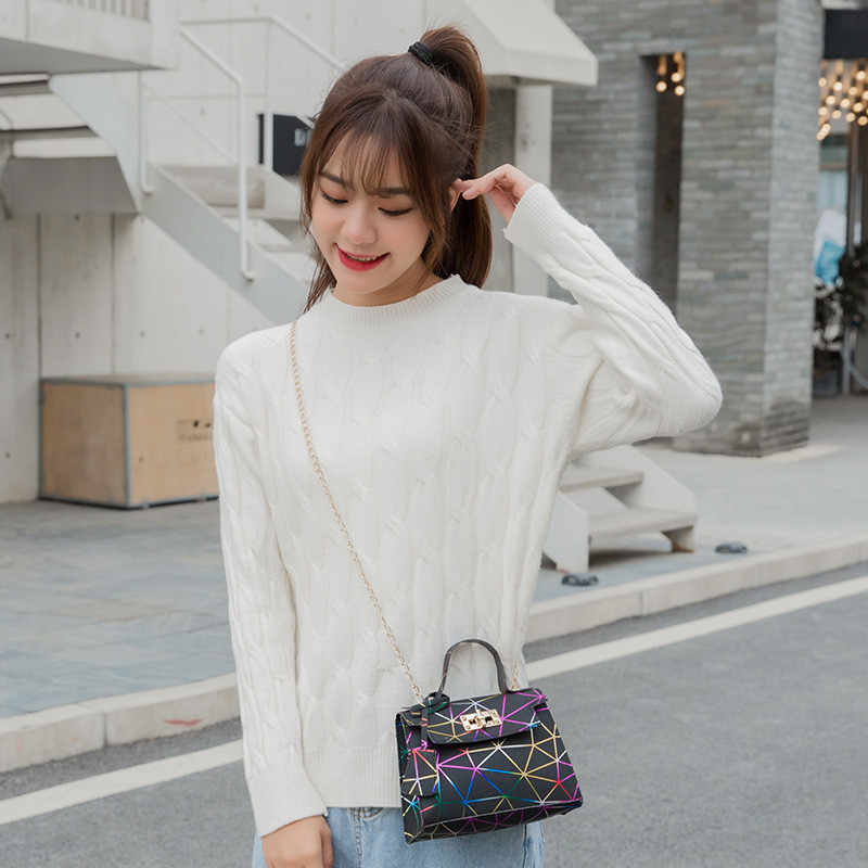 Nahast kotid Naiste brändi luksus 2021 värviline geomeetriline rombist kotikett mobiiltelefoni mündikott Mini käekott