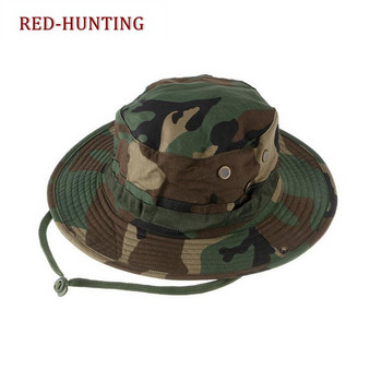 Нов тактически еърсофт камуфлаж Boonie шапки Армейски кадет Военна шапка Лятна външна къмпинг Туристическа мъжка кръгла шапка за риболов