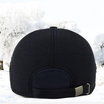 NIXHIT Ретро зимни бейзболни шапки за мъже Топла мъжка шапка Дебела ветроустойчива защита на ушите Наушници Шапка за баща на средна възраст A377