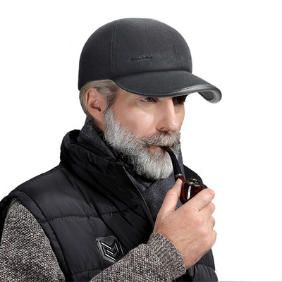 NIXHIT Retro žieminės beisbolo kepuraitės vyrams Šiltos vyriškos kepuraitės Storos vėjui atsparios ausų apsaugos ausinės Vidurinio pagyvenusio amžiaus tėčio kepurė A377