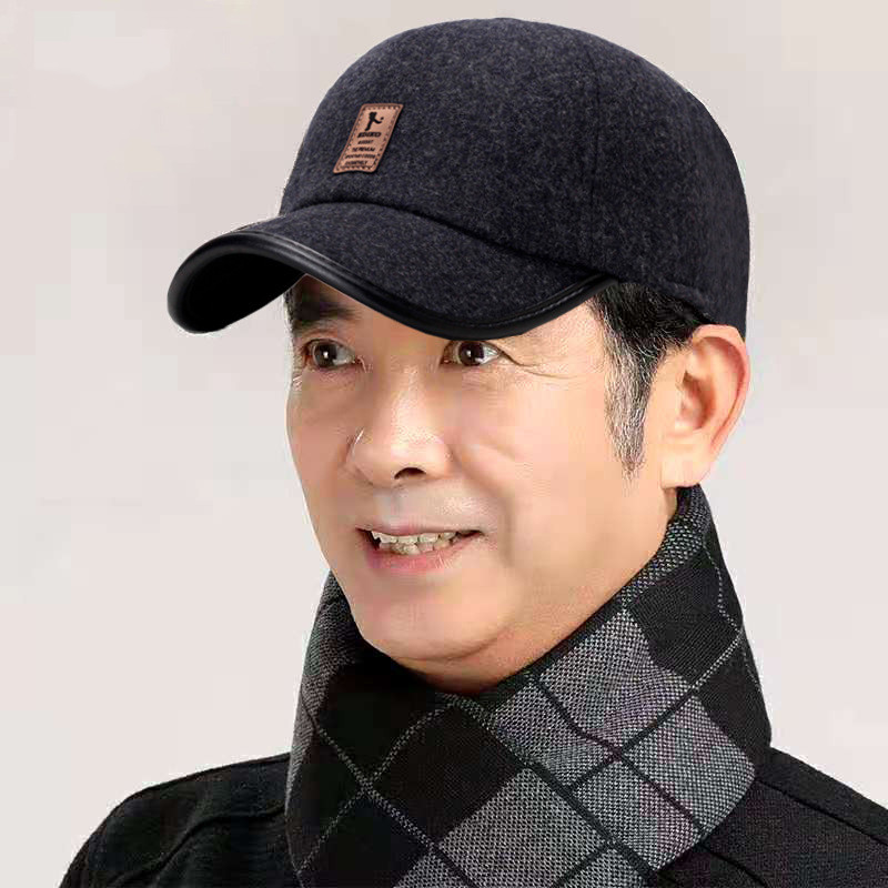 NIXHIT Retro žieminės beisbolo kepuraitės vyrams Šiltos vyriškos kepuraitės Storos vėjui atsparios ausų apsaugos ausinės Vidurinio pagyvenusio amžiaus tėčio kepurė A377
