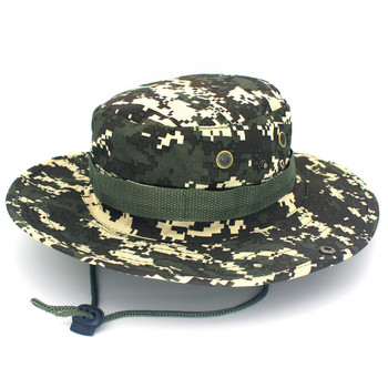 Мъже Жени Спортни Boonie Washed Cotton Twill Chin Cord Военна камуфлажна ловна шапка Travel Sun Cap Bucket Style Рибарски шапки