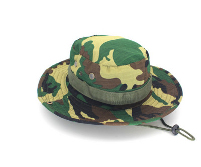 Bărbați, femei, sport, boonie, spălat, bumbac, sarg, șnur pentru bărbie, camuflaj militar, pălărie de vânătoare, șapcă de soare de călătorie, pălării de pescar în stil găleată