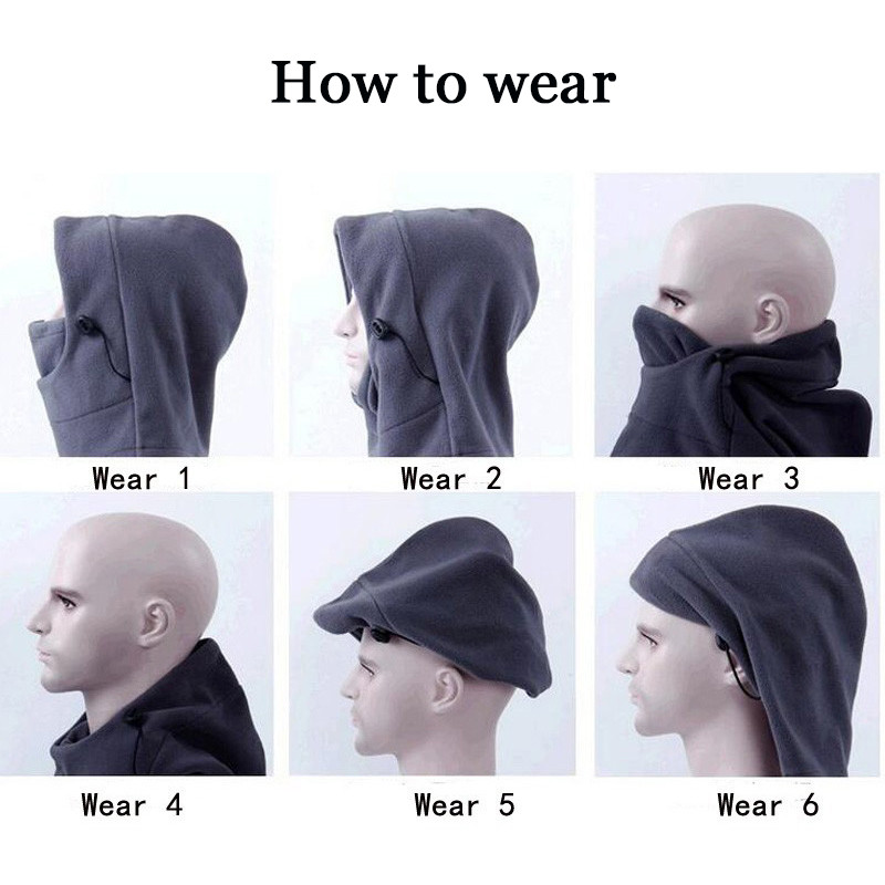 Ανδρικά αντιανεμικά σκουφάκια πεζοπορίας VEQKING, χειμωνιάτικη θερμική μάσκα προσώπου Balaclava με θερμικό φλις, καπέλα κάμπινγκ για μοτοσικλέτα για ποδήλατο σκι