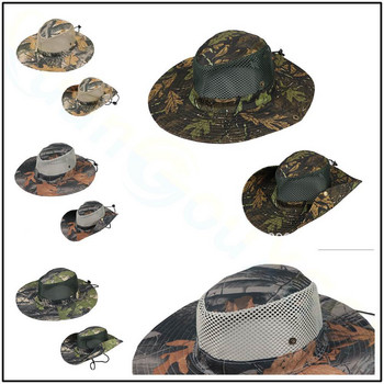 Камуфлажна тактическа шапка Военна шапка Boonie Шапки на американската армия Камуфлажни мъжки спортове на открито Sun Bucket Cap Риболов Туризъм Ловни шапки