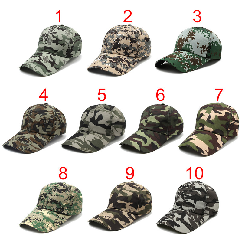 Ρυθμιζόμενο ανδρικό γυναικείο καμουφλάζ Στρατού τακτικό καπέλο μπέιζμπολ Υπαίθρια πεζοπορία σε ζούγκλα Κυνήγι Snapback Sun Hat Casual Cap Military Hat