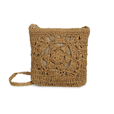 Πλεκτή τσάντα από άχυρο Messenger Πλεκτή τσάντα λουλουδιών Αποθήκευση παραλίας για γυναίκες Χειροποίητες τσάντες μόδας ώμου κορίτσι κυρία Τσάντες χειρός