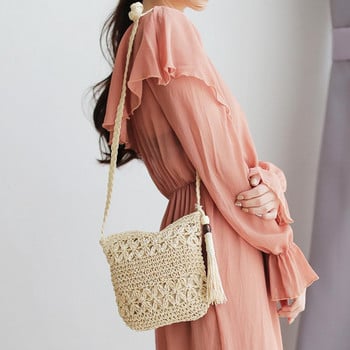 Дамски чанти Messenger Ins Hot Sale Hollow Out Woven Single shoulder Crossbody Tassel Beach Casual Straw Bag for Women girl bag