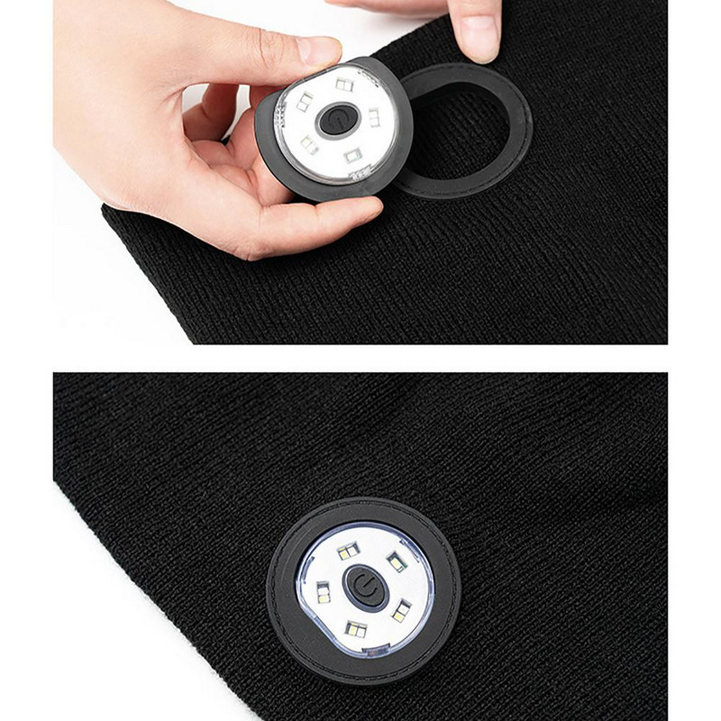 Unisex Ζεστό χειμωνιάτικο φωτεινό πλεκτό καπέλο 5 LED Beanie με ελαφρύ προβολέα καπάκι φακού Δώρο χειμερινού εξοπλισμού τρεξίματος εξωτερικού χώρου για άνδρες και γυναίκες