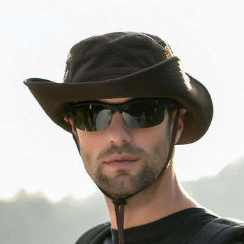2022 Нова шапка с голяма периферия Панама Мъжка рибарска шапка Водоустойчива слънчева шапка Шапка за планинарство Плажна западна шапка