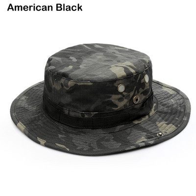 Kamufliažinė Boonie skrybėlė Taktinė JAV armijos kibiro kepurės Karinės daugiakamerės Panamos vasaros kepurė Medžioklė Žygiai Lauke Camo Kepurės nuo saulės Vyrai