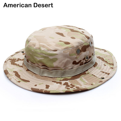 Kamufliažinė Boonie skrybėlė Taktinė JAV armijos kibiro kepurės Karinės daugiakamerės Panamos vasaros kepurė Medžioklė Žygiai Lauke Camo Kepurės nuo saulės Vyrai