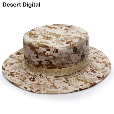 Kamufliažinė Boonie skrybėlė Taktinė JAV armijos kibiro kepurės Karinės daugiakamerės Panamos vasaros kepurė Medžioklė Žygiai Lauke Camo Kepurės nuo saulės Vyrai