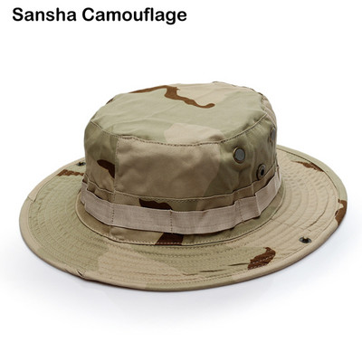 Kamufliažinė Boonie skrybėlė Taktinė JAV armijos kibiro kepurės Karinės daugiakamerės Panamos vasaros kepurė Medžioklė Žygiai Lauke Camo Kepurės nuo saulės Vyrai