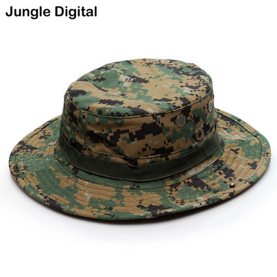 Kamufliažinė Boonie skrybėlė Taktinė JAV armijos kibiro kepurės Karinės daugiakamerės Panamos vasaros kepurė Medžioklė Žygiai Lauke Camo Kepurės nuo saulės Vyrai