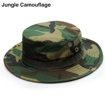 Kamufliažinė Boonie skrybėlė Taktinė JAV armijos kibiro kepurės Karinės daugiakamerės Panamos vasaros kepurė Medžioklė Žygiai Lauke Camo Kepurės nuo saulės Vyrai