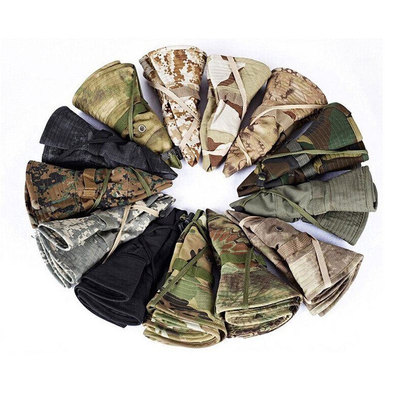 Kamufliažinė Boonie skrybėlė Taktinė JAV armijos kibiro kepurės Karinės daugiakamerės Panamos vasaros kepurė Medžioklė Žygiai Lauke Camo Kepurės nuo saulės Vyrai
