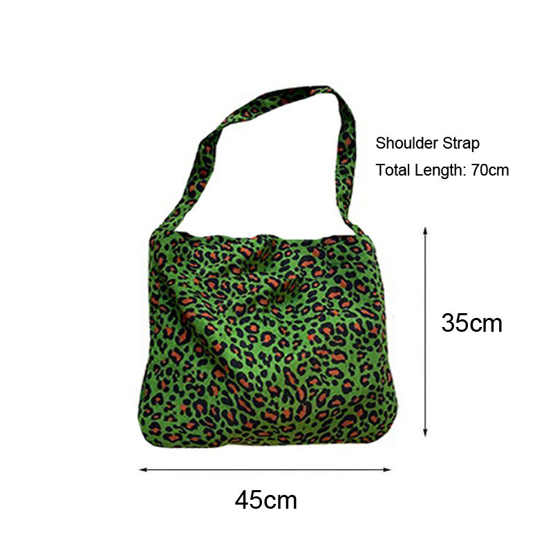 Hylhexyr Ins naiste velvetist õlakott Roheline leopardimustriga riidest käekott Õhukese stiiliga ostukotid