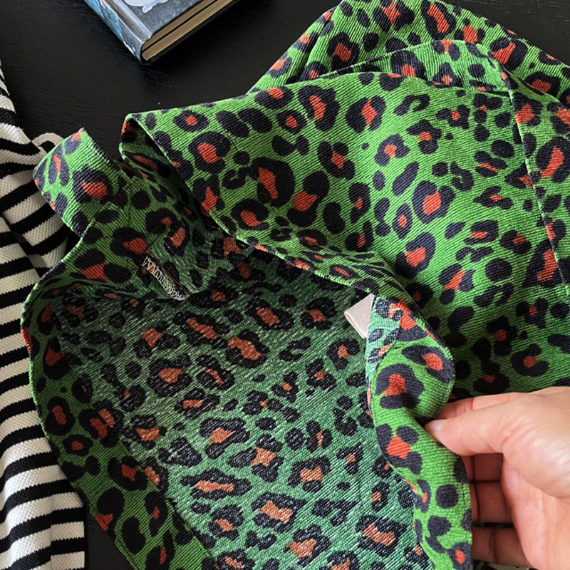 Hylhexyr Ins naiste velvetist õlakott Roheline leopardimustriga riidest käekott Õhukese stiiliga ostukotid