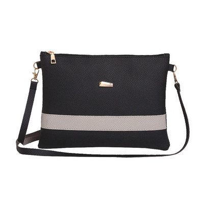 Uus saabunud PU-nahast hitt värvi triibuline lukuga käekott Naiste Crossbody käekott Korea naiste naiste õlakott Populaarne