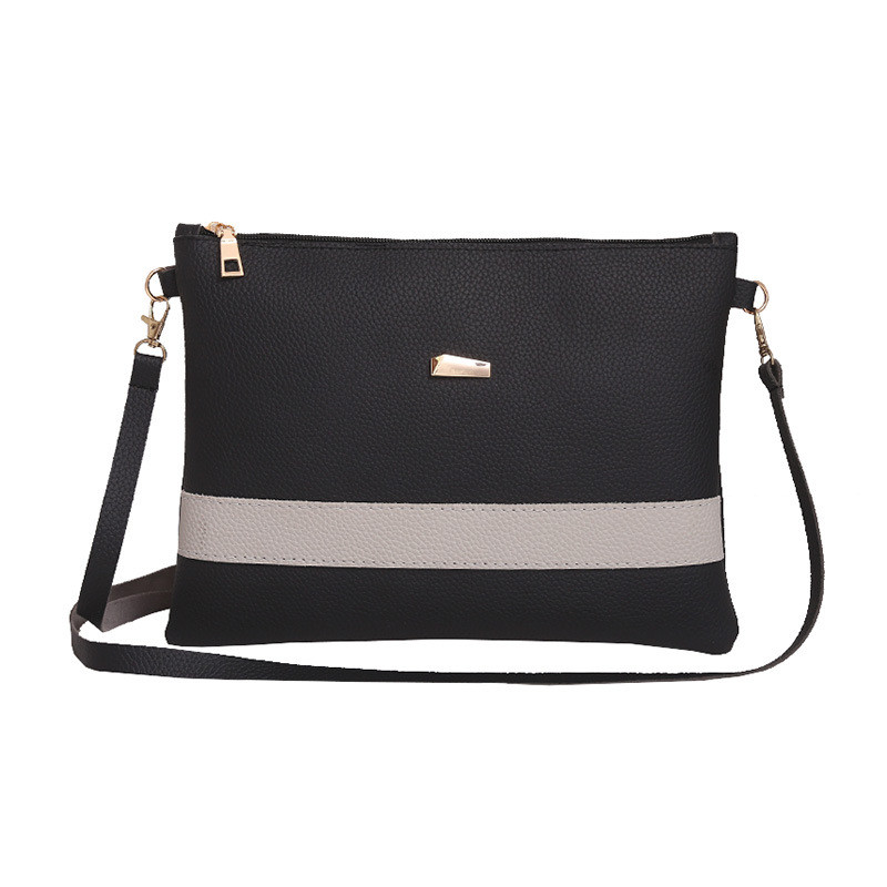 Uus saabunud PU-nahast hitt värvi triibuline lukuga käekott Naiste Crossbody käekott Korea naiste naiste õlakott Populaarne