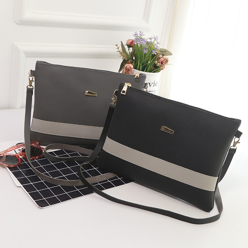 Uus saabunud PU-nahast hitt värvi triibuline lukuga käekott Naiste Crossbody käekott Korea naiste naiste õlakott Populaarne