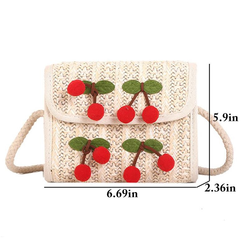 2019. aasta uus mood Wild Casual Cherry dekoratiivne õlgõlakott naistele Crossbody kott Uued rannakotid väljas reisimiseks