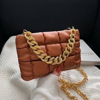 Δημοφιλείς γυναικείες τσάντες Rhombus 2022 Νέα μόδα PU δερμάτινη τσάντα ώμου με αλυσίδα Μοντέρνα υφή Γυναικεία τσάντα Messenger μονόχρωμη