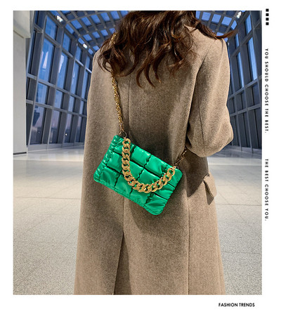 Δημοφιλείς γυναικείες τσάντες Rhombus 2022 Νέα μόδα PU δερμάτινη τσάντα ώμου με αλυσίδα Μοντέρνα υφή Γυναικεία τσάντα Messenger μονόχρωμη