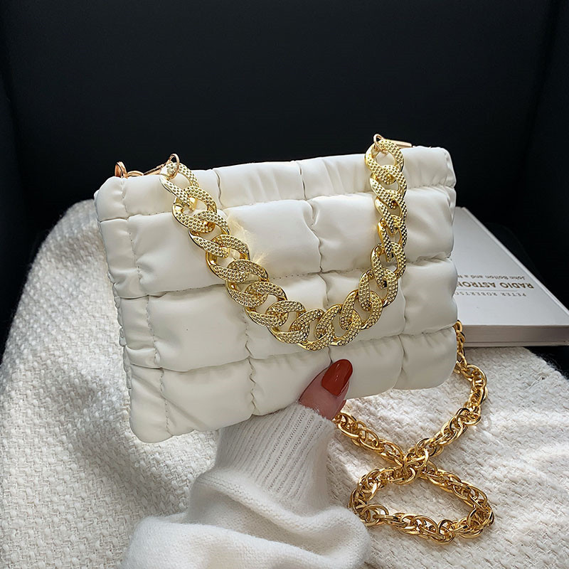 Δημοφιλείς γυναικείες τσάντες Rhombus 2022 Νέα μόδα PU δερμάτινη τσάντα ώμου με αλυσίδα Μοντέρνα υφή Γυναικεία τσάντα Messenger μονόχρωμη