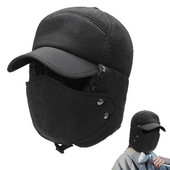 Téli szőrme, meleg szélálló sapka férfi Lei Feng sapka Polár bélelt fülsapka fekete síelő csapdázó hideg elleni hóvédő sapka