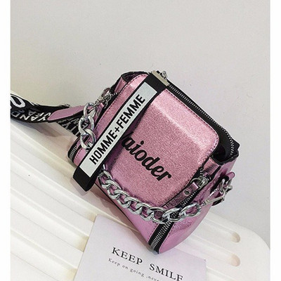 ELVASEK Дамски чанти Дамски 2020 г. Нови диви наклонени чанти през рамо с широка презрамка с букви Модна цветна ежедневна чанта с цип