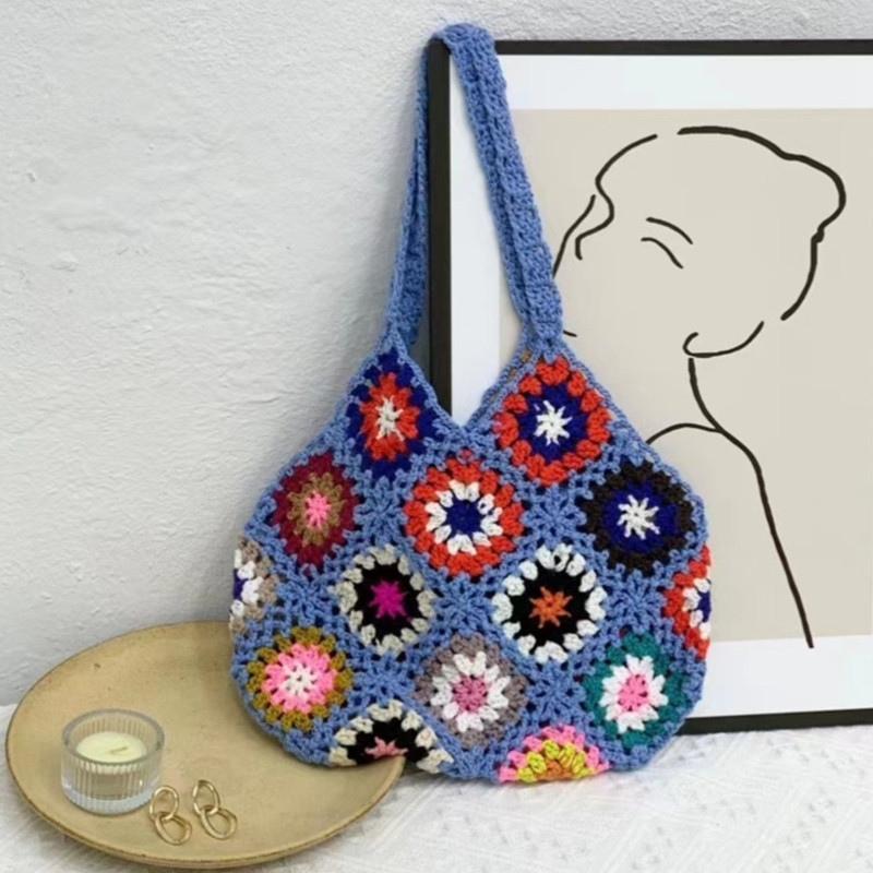 Дамска плетена ретро дамска чанта Дамска чанта за рамо Бохемски стил Ежедневна голяма чанти Преносими пазарски чанти Летни плажни чанти