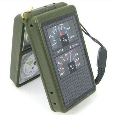 10 σε 1 LED Military Camping Survival Compass Multifunction Outdoor Black Whistle Compass Thermometer High Quality