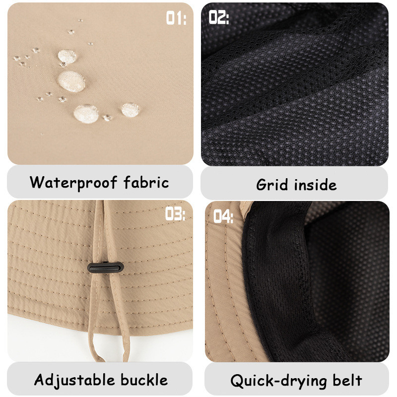 Fashion Soild Color Vödörsapkák Vízálló, széles karimájú férfi UV-álló, gyorsan száradó horgászat túrázás női légáteresztő nyári nyári sapkák