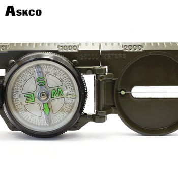 Askco Portable Army Green Folding Lens Compass Metal Military Marching Lensatic Camping Compass New Hot Selling