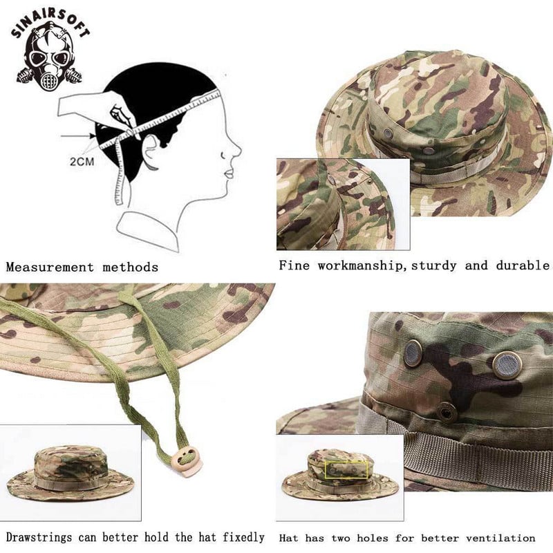 Multicam Tactical Airsoft Sniper Camouflage Bucket Boonie Καπέλα Νεπάλ SWAT Army Panama Military Accessories Summer Men