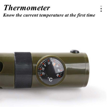 7 σε 1 Πυξίδα έκτακτης ανάγκης Survival Πυξίδα Εργαλείο μεγεθυντικός φακός αποθήκευσης δοχείου θερμόμετρο για κατασκήνωση πεζοπορίας