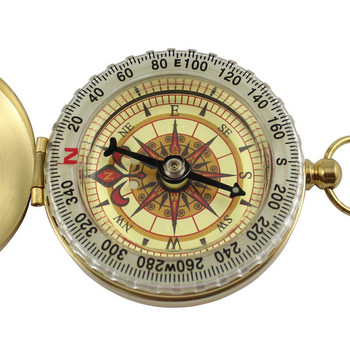 Висококачествен къмпинг туризъм джобен месингов златен компас Преносим компас навигация за дейности на открито оцеляване на открито
