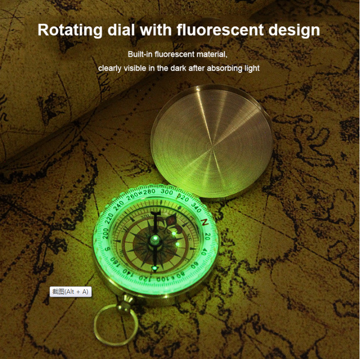 Augstas kvalitātes kempings pārgājienu kabatas misiņa zelta kompass pārnēsājams kompass navigācijai āra aktivitātēm, izdzīvošanai ārā