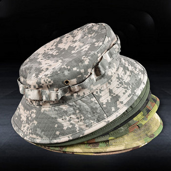 Военни камуфлажни шапки Boonie Лятна шапка тип кофа Мъже Жени Лов на открито Туризъм Риболов Шапка за катерене Модни плоски шапки